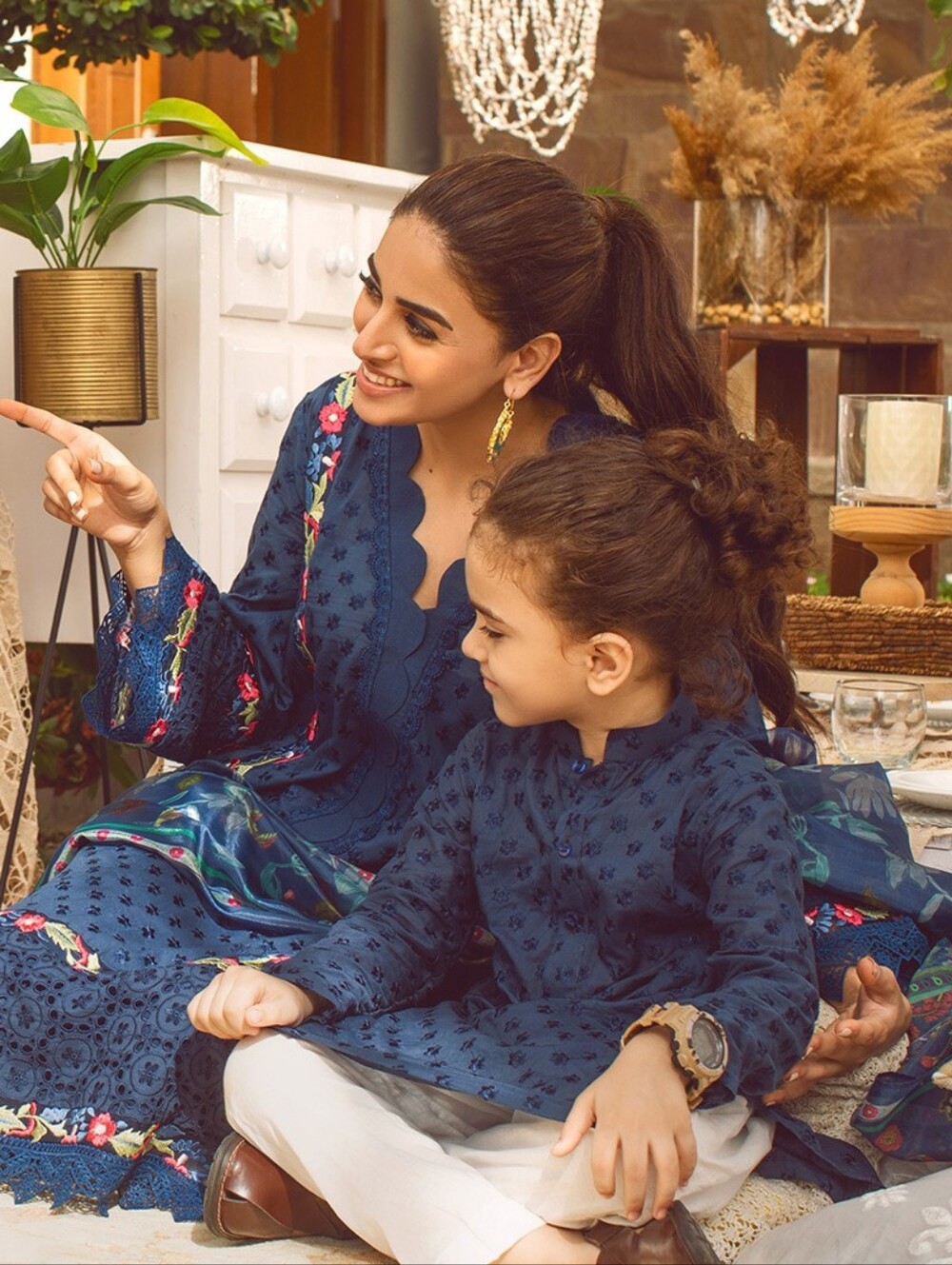 Ansab Jahangir Chikan Blue Mist Size XS - Picture 3 of 6
